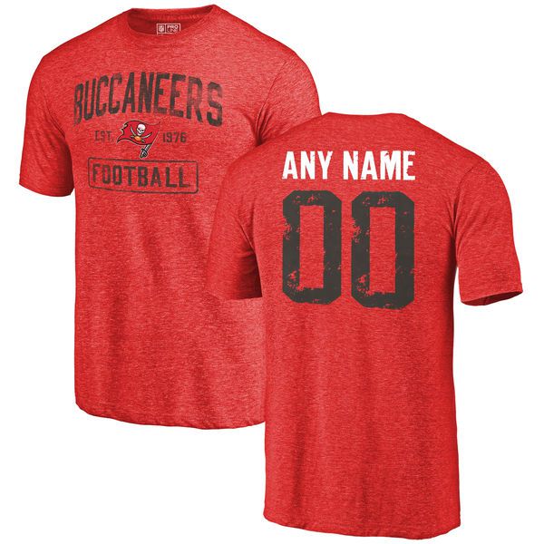 Men Red Tampa Bay Buccaneers Distressed Custom Name and Number Tri-Blend Custom NFL T-Shirt->->Sports Accessory
